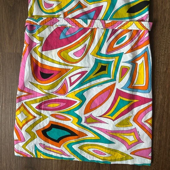 GRETCHEN SCOTT DESIGNS Cotton Sleeveless Wrap Dress Multicolor Geo Abstract | M - Picture 12 of 14